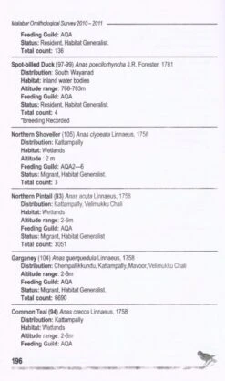 Malabar Ornithological Survey, 2010-2011 9 Malabar Ornithological Survey, 2010-2011 -Wildlife Professional Books 228793 3